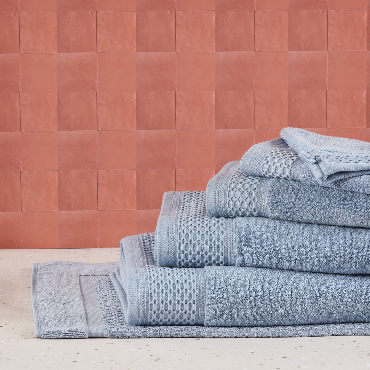 Serviette invité - Coton Zero Twist 500g/m² #Couleur_BLEU ACIER