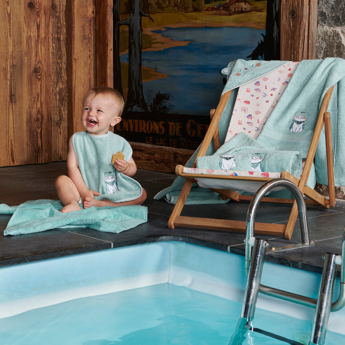 Cape de bain Les Petits Félins- Coton 450g/m²