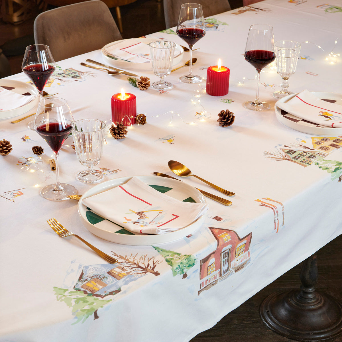 Lot de 2 Sets de table Happy Winter - 100% coton