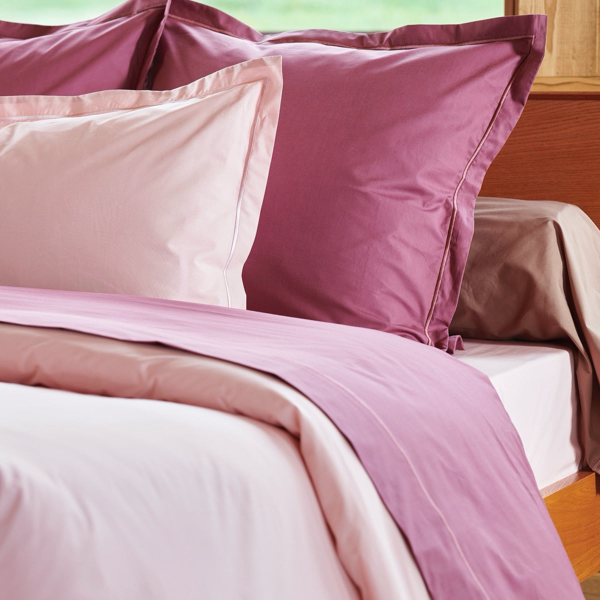 Housse de couette - Uni Percale de coton #Couleur_ROSE DRAGEE