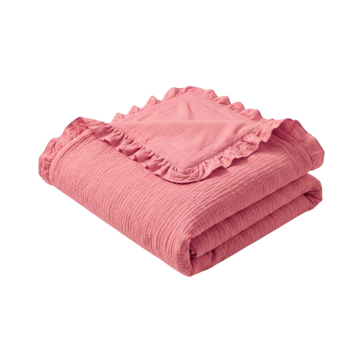 Housse de couette Entre Deux en gaze de coton et percale de coton #Couleur_TERRACOTTA/BLUSH