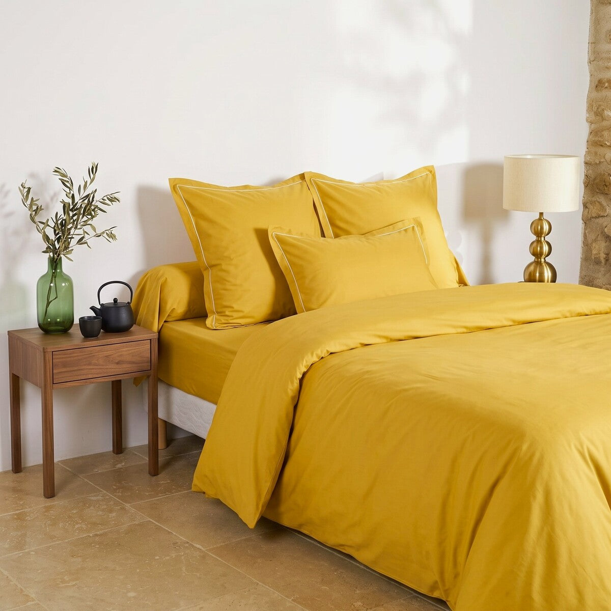 Housse de couette - Uni Percale de coton #Couleur_MIEL