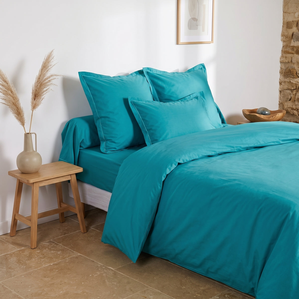 Drap housse - Uni Percale de coton #Couleur_CANARD
