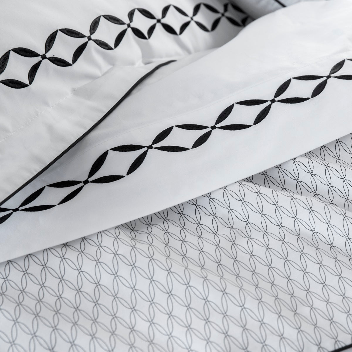 Drap plat percale de coton Tropical zoom | Linge de lit | Tradition des Vosges #Couleur_CARBONE
