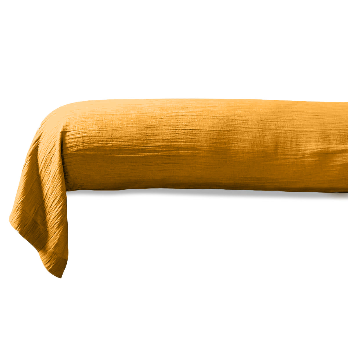 Taie Traversin Gaze De Coton Moutarde | Linge de lit | Tradition des Vosges #Couleur_MOUTARDE