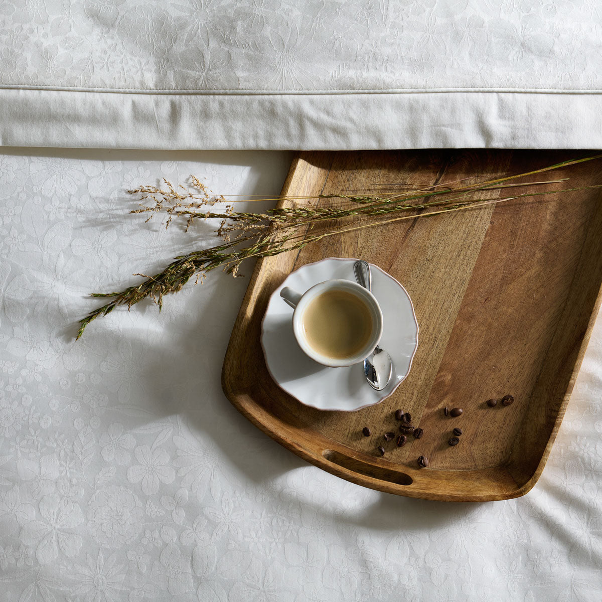 Drap plat Magnolia - Satin de coton jacquard 120 fils/cm²