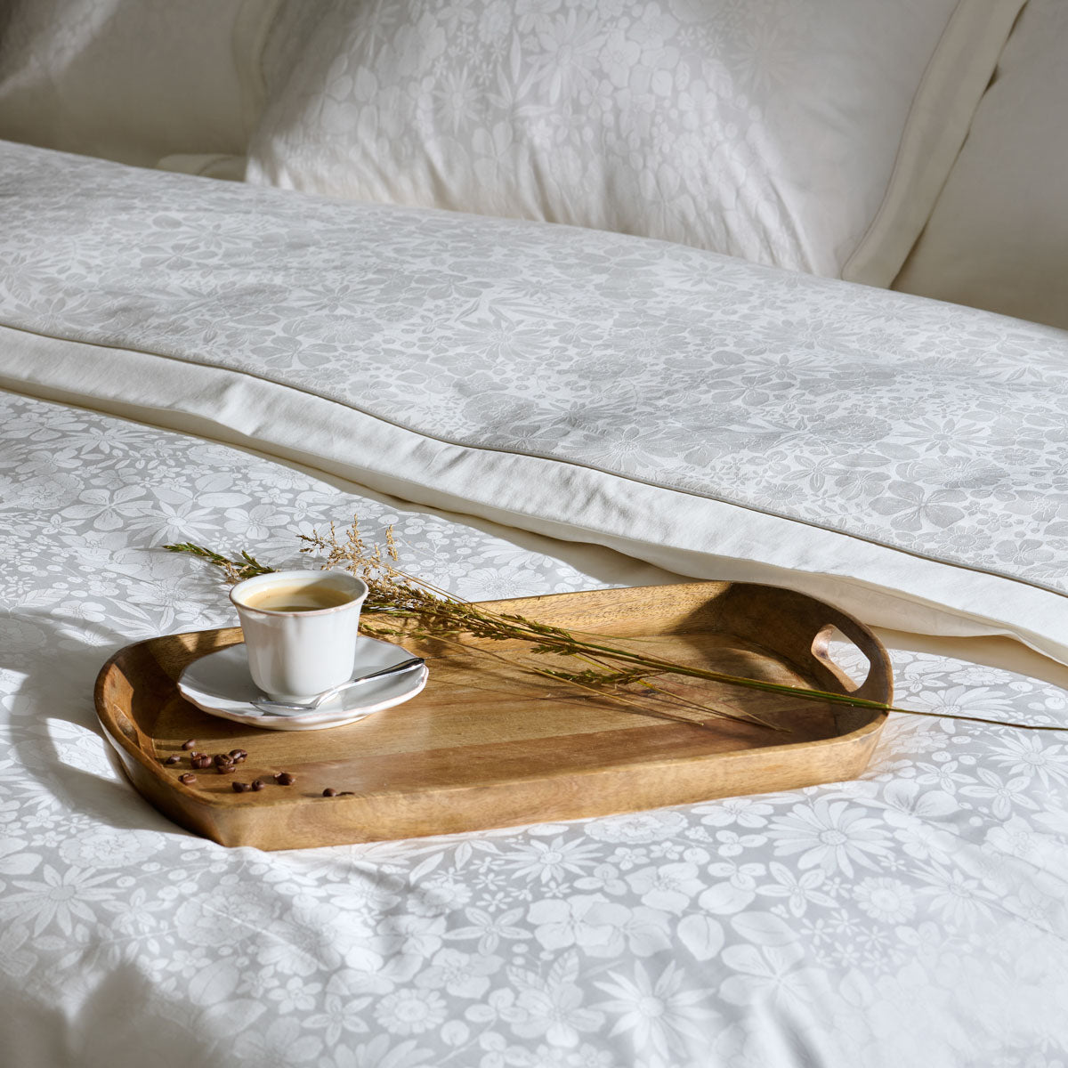 Drap plat Magnolia - Satin de coton jacquard 120 fils/cm²
